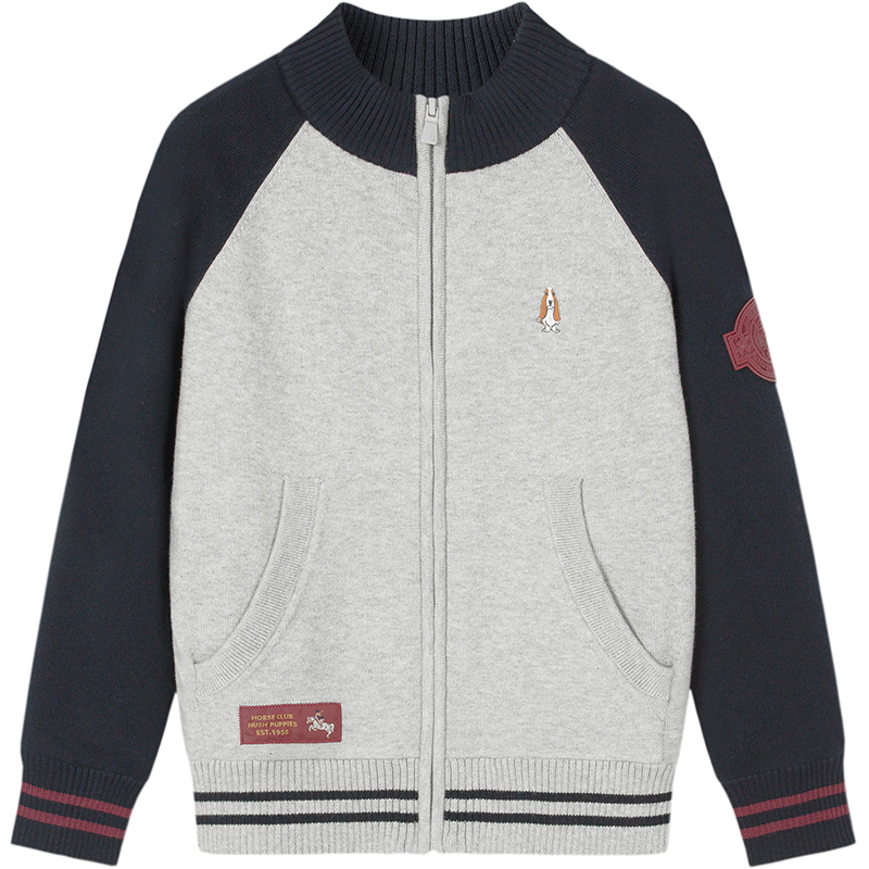 暇步士儿童针织开衫大童加绒线衣