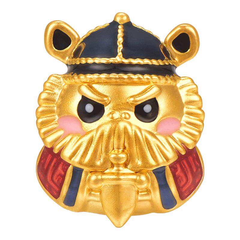 明牌珠宝黄金欢喜小神祇串珠 硬金Q萌吉祥物转运珠手链AFP0999