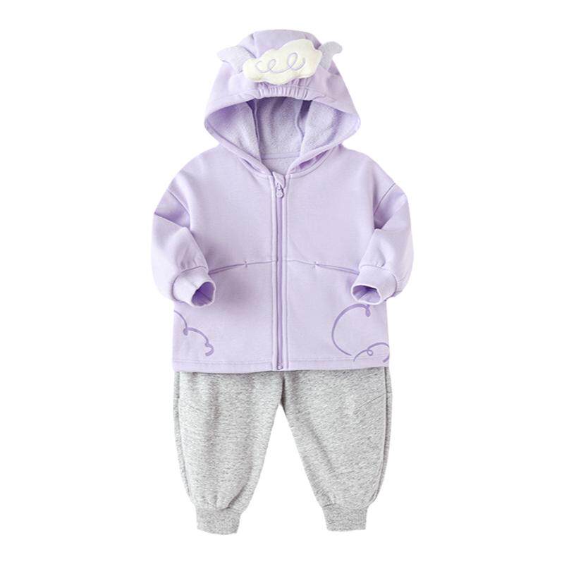 巴拉巴拉婴儿套装男童女童加绒两件套儿童运动装新款冬装宝宝衣服