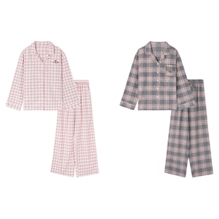 2025休闲情侣家居服套装 TeenieWeenie小熊纯棉格子睡衣女秋季 新款