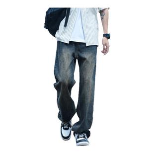 JEEP SPIRIT吉普加绒牛仔裤男款2025秋冬美式复古蓝宽松直筒长裤