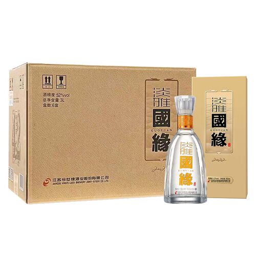 今世缘国缘淡雅国缘52度白酒500ml*6白酒浓香今世缘