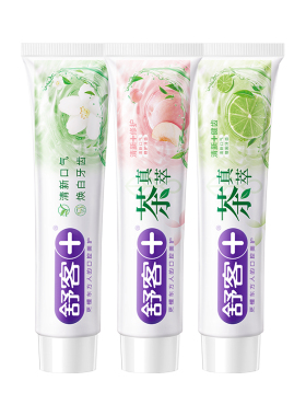 舒客茶真萃牙膏舒克茉莉白茶白桃乌龙牙膏175g清新口气正品大支
