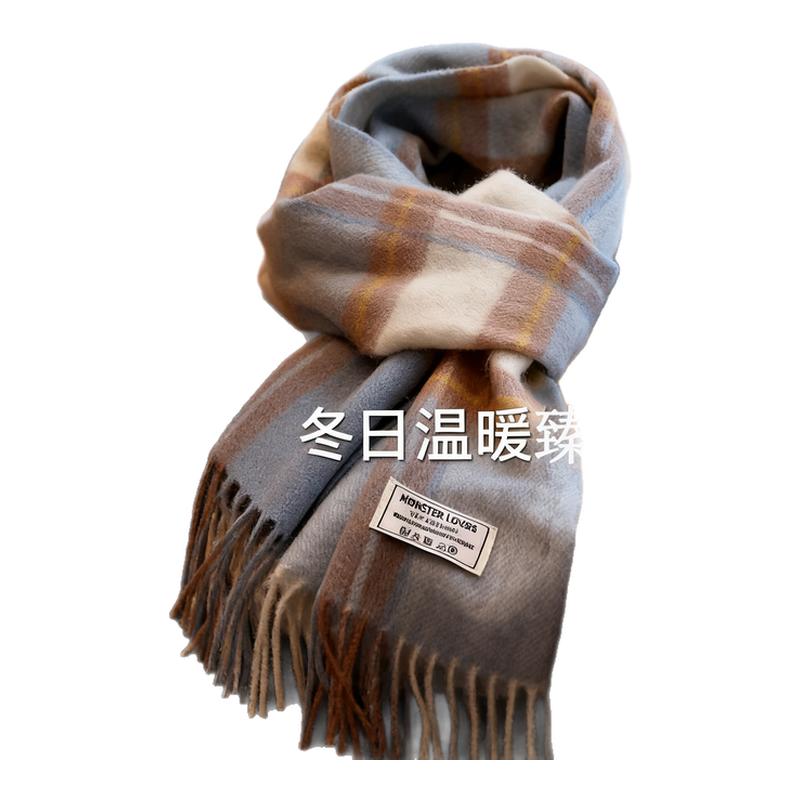 韩版新品羊毛格子围巾女秋冬季加厚保暖围脖女学生百搭时尚围巾