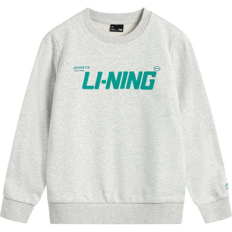 李宁童圆领男女同款套头无帽卫衣