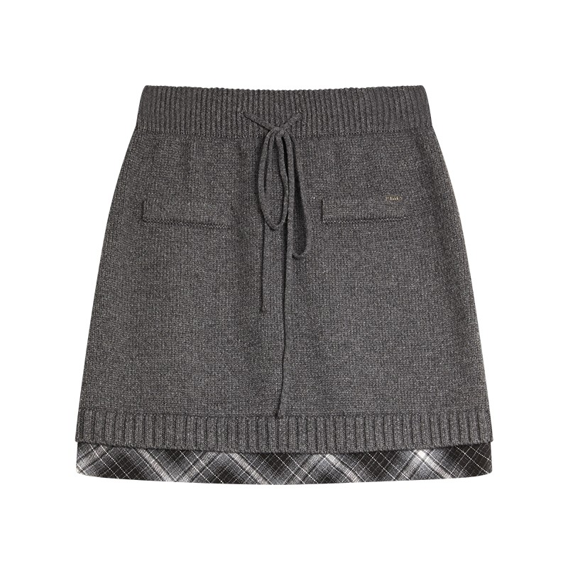 ELLE法式格纹拼接高智感半身裙