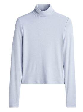 HM女装T恤春季圆高领酒红色内搭打底修身长袖上衣1300926