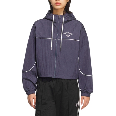 adidas阿迪达斯三叶草连帽防风外套2026夏新款女短款夹克 KT3055