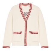 末7折Maje商场同款 2025秋冬新款 女装 季 法式 白色撞色V领针织上衣