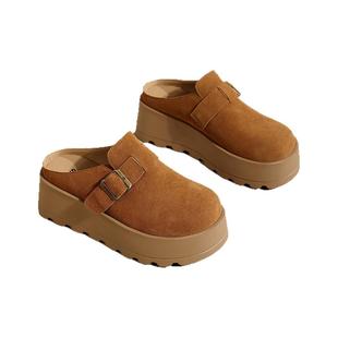 女士增高复古运动鞋 星期六厚底勃肯鞋 半拖一脚蹬穆勒鞋 新款 女春季