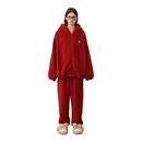 加绒女士家居服套装 TeenieWeenie小熊红色北美绒睡衣新年款 秋冬季