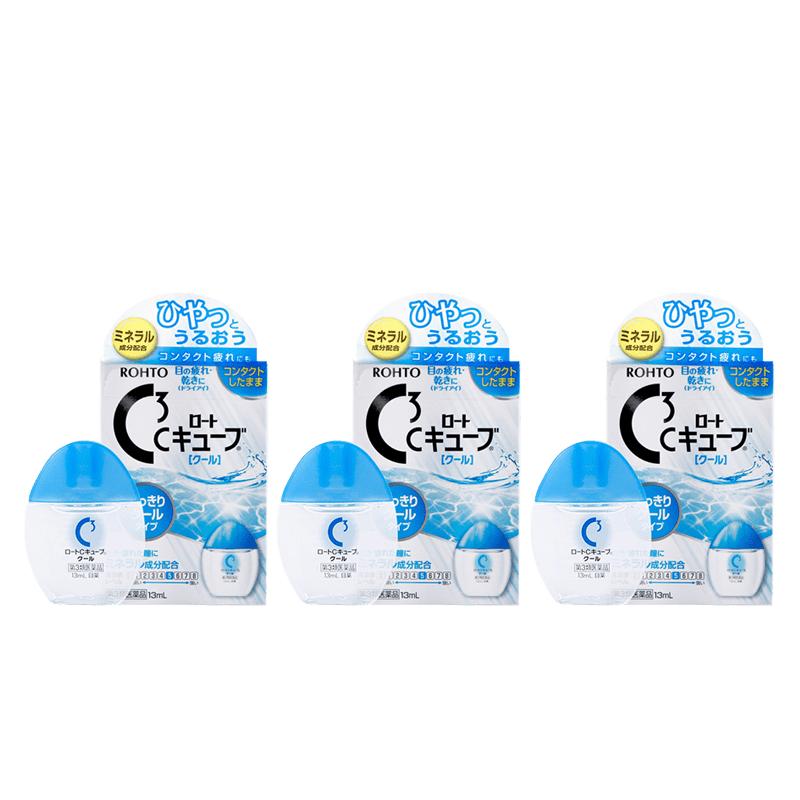 日本进口ROHTO乐敦清C3隐形眼镜眼药水滴眼液缓解眼疲清凉13ml*3