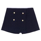 粗花呢蓝色双排扣高腰短裤 Maje秀场同款 法式 时尚 2025秋冬新款 女装