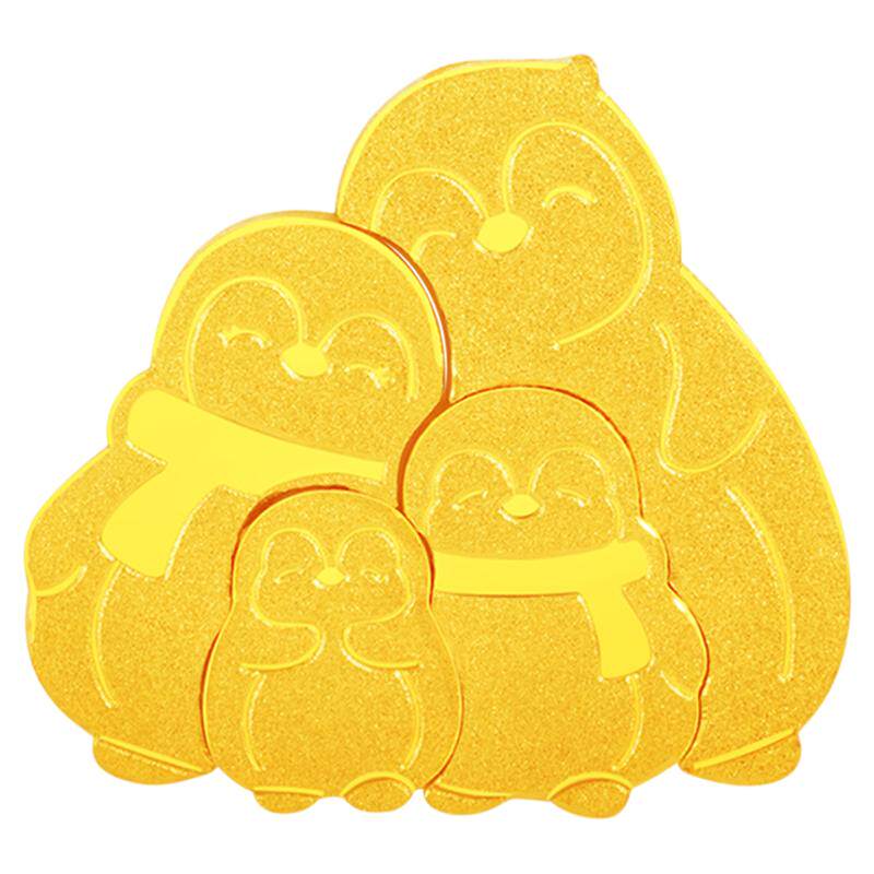 中银亿金足金9999企鹅一家投资金条金块金片收藏异形金豆1g拼图