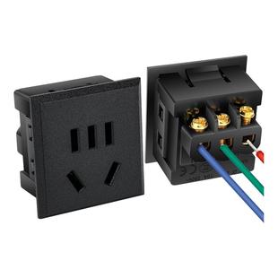 嵌入式 国标AC小型五孔电源插座模块10A二三插5孔机柜储能充电插座