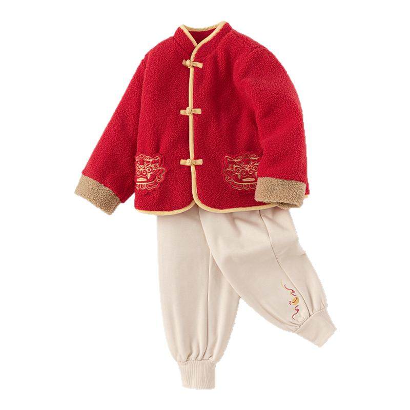 巴拉巴拉男童套装小童宝宝红色两件套儿童新年款棉衣春装新款童装