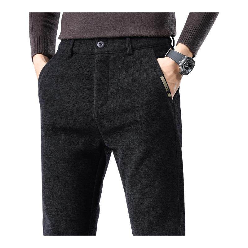 罗蒙加绒裤子男款秋冬季磨毛修身直筒裤潮牌男士加厚保暖休闲长裤,男装,休闲裤,淘宝优惠券,粉丝福利购,淘宝优惠卷