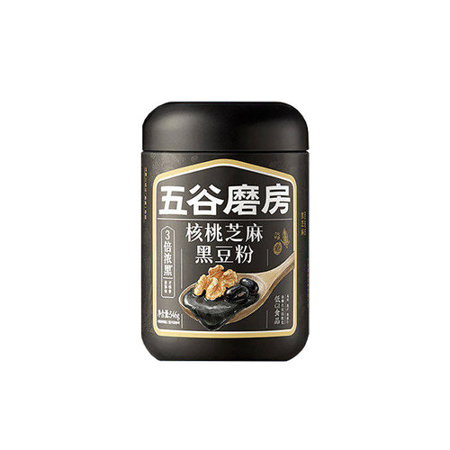 五谷磨房核桃芝麻黑豆粉3倍浓黑五黑食养0蔗糖罐装营养粉代餐546g
