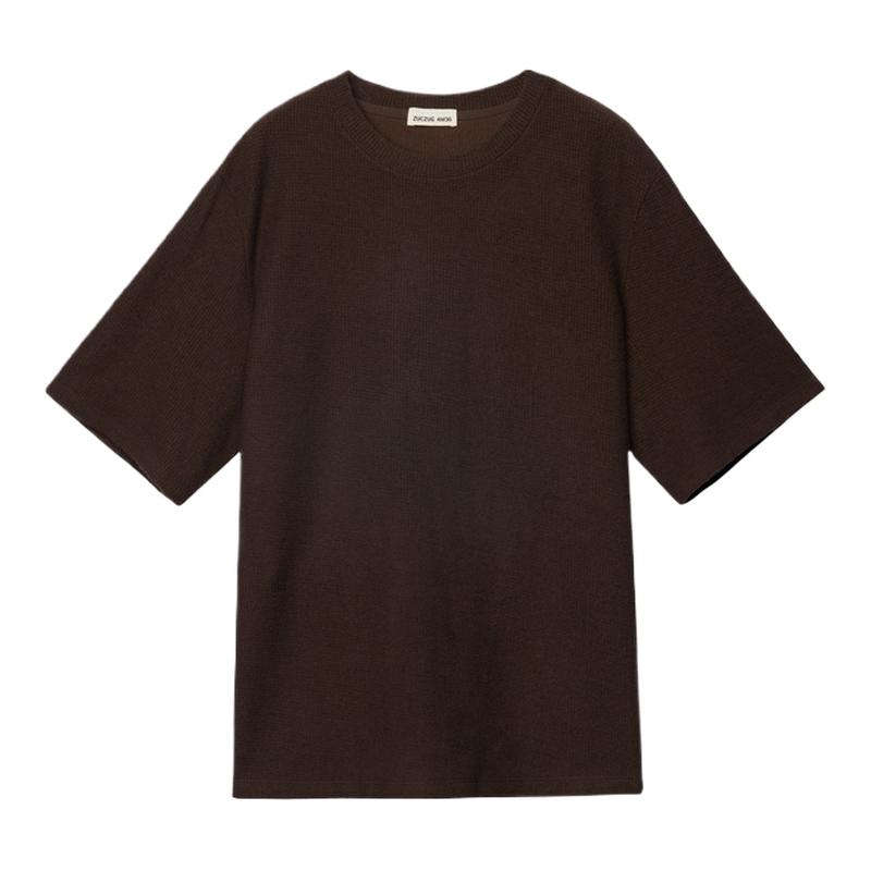 素然ZUCZUG 4M36 24冬季女士羊毛华夫格休闲超宽松T恤