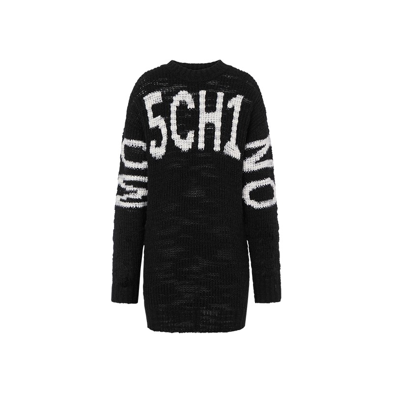 【礼物低至5折】M05CH1N0 JEANS  女士大号徽标竹节羊毛连衣裙,女装/女士精品,连衣裙,淘宝优惠券,粉丝福利购,淘宝优惠卷