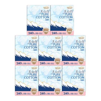 淘淘氧棉天山白纯棉卫生巾日用240mm消毒级国标80片装全周期组合