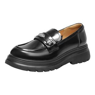 质感真皮jk乐福鞋 百丽女鞋 新款 女2026春季 子AL004AM6 银币乐福鞋