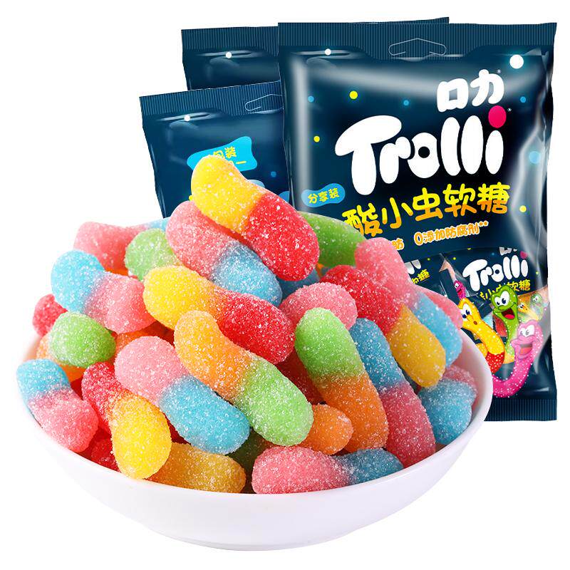 Trolli口力酸小虫软糖造型酸味糖儿童零食趣味糖果QQ糖酸沙橡皮糖