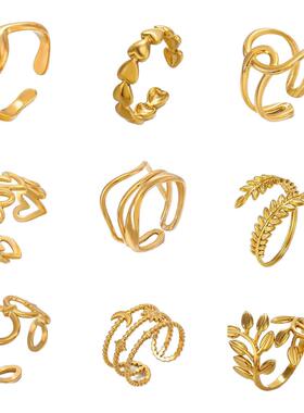 欧美流行不锈钢爱心开口戒指