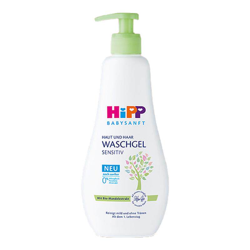 HiPP喜宝柔护瑞士低敏植萃有机杏仁油儿童洗发沐浴露二合一400ml