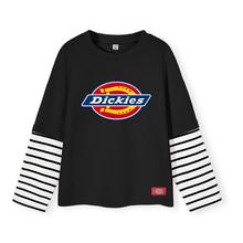 Dickies童装男童长袖t恤秋季儿童纯棉美式复古上衣女童打底衫薄A