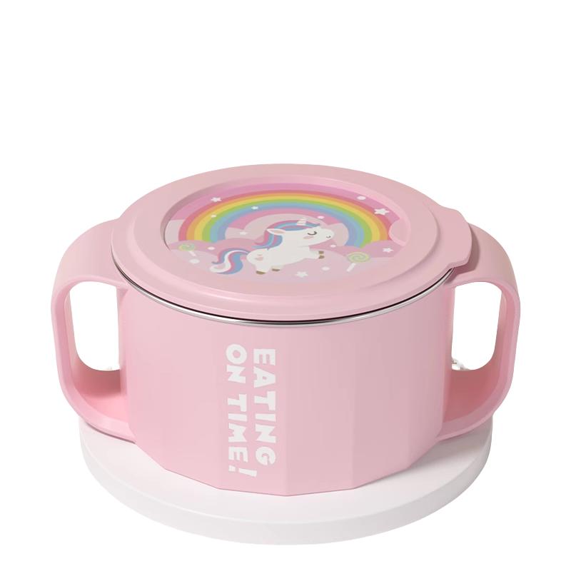 316L不锈钢可爱宝宝防烫双耳汤碗