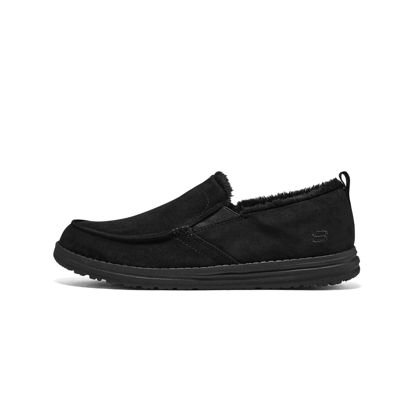 Skechers斯凯奇冬男士一脚蹬休闲鞋加绒保暖懒人鞋健步鞋乐福鞋