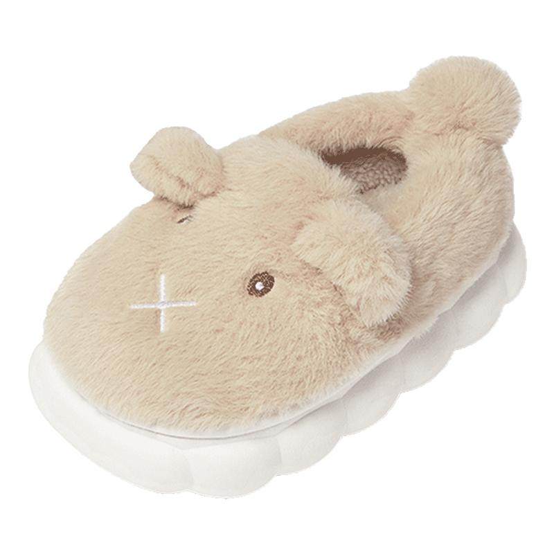 斯纳菲儿童加绒加厚棉拖鞋冬季室内居家卡通防滑毛毛绒棉鞋