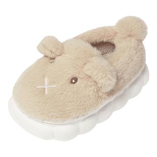 斯纳菲儿童加绒加厚棉拖鞋冬季室内居家卡通防滑毛毛绒棉鞋