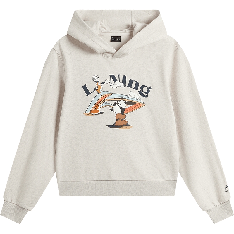 李宁萌宠卫衣女士冬季2025新款女装长袖连帽衫宽松上衣针织运动服