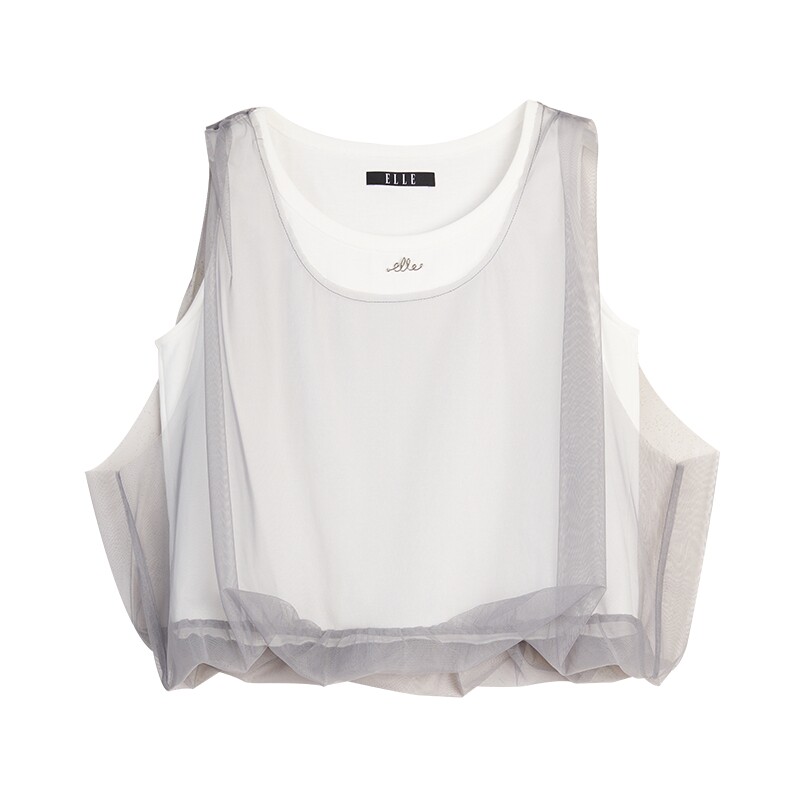 ELLE法式慵懒感吊带背心女2025夏季新款撞色显瘦休闲通勤内搭
