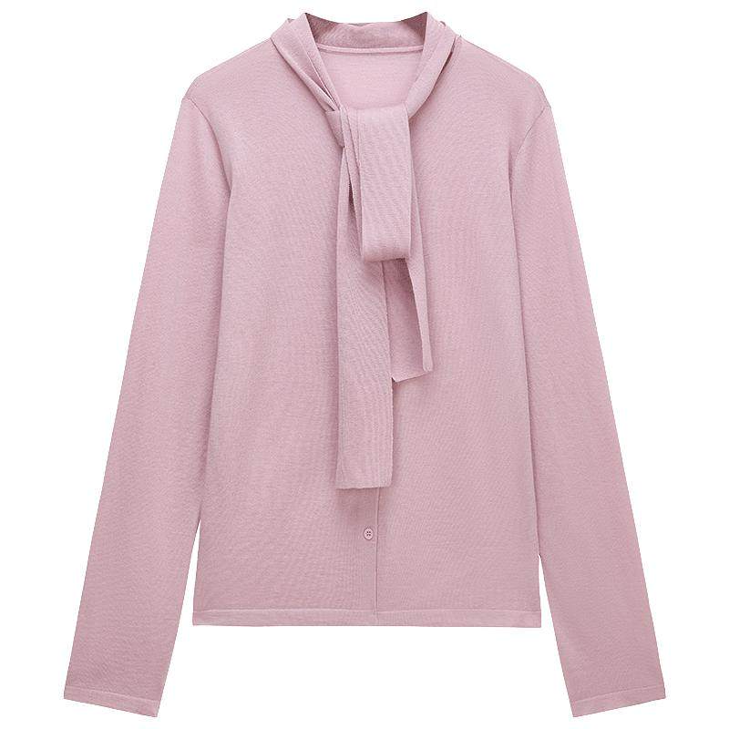 【季末折扣】欧时力羊毛飘带套头针织毛衣上衣设计感2025秋冬新品