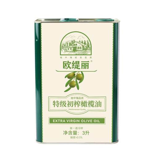 欧缇丽100%特级初榨橄榄油3L铁罐