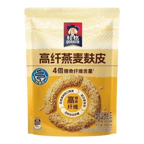 桂格即食燕麦片400g*1袋高纤燕麦麸皮袋装营养早餐冲饮代餐麦片