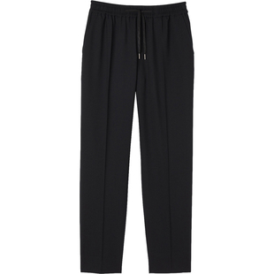 简约黑色松紧腰抽绳系带运动休闲长裤 SANDRO秋冬男装 时尚 款 经典