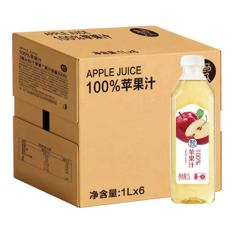 盒马 100%苹果汁 1L*6瓶