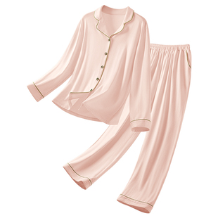 新款 大码 A类抗菌长袖 套装 高级感可外穿家居服 长裤 纯棉睡衣女秋季