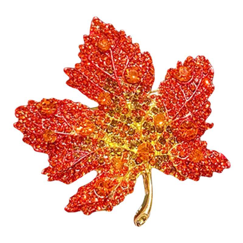 精致时尚红色枫叶胸针女款高级奢华胸花新款气质高档大衣别针配饰