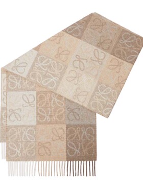 【自营】LOEWE罗意威 女款米白色ANAGRAM保暖舒适 羊毛 绒线围巾