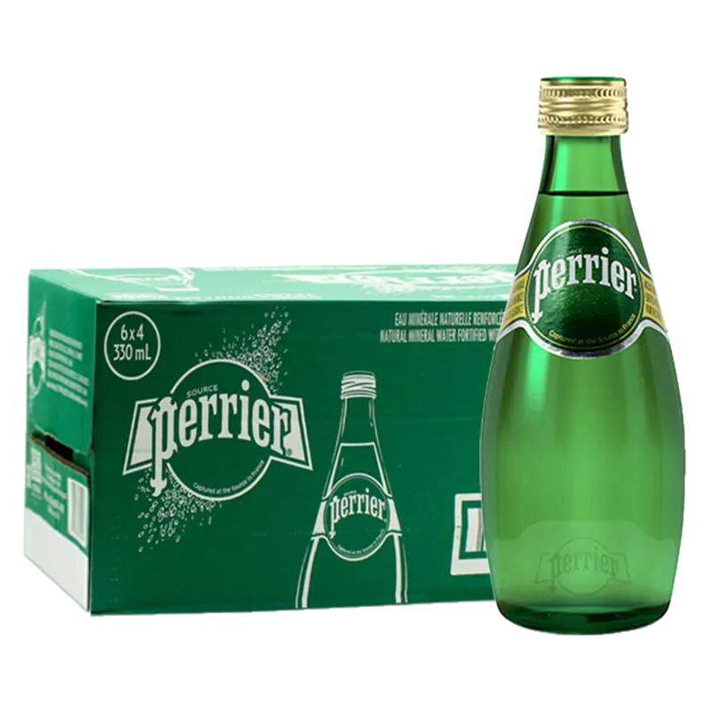 法国进口巴黎水矿泉水330ml玻璃瓶整箱24瓶Perrier苏打水气泡水
