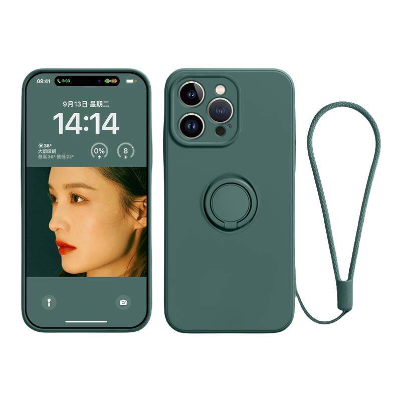 苹果15液态硅胶简约支架手机