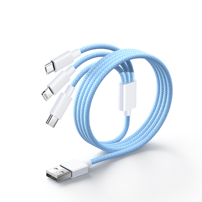 第一卫充电线三合一数据线100W快充一拖三车载适用苹果华为小米安卓 oppo手机typec三头多功能6A闪充vivo通用