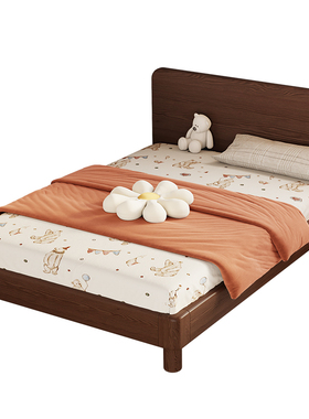 橡木实木儿童床蒙氏地台床青少年带床头单人床男孩女孩家用小床