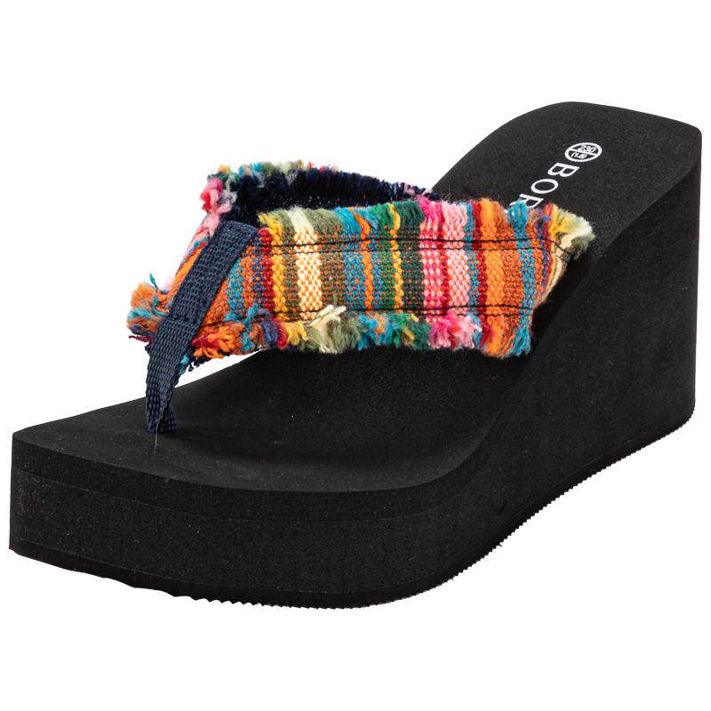 宝人厚底夹脚人字拖女外穿2026新款夏季增高坡跟海边沙滩凉拖鞋女