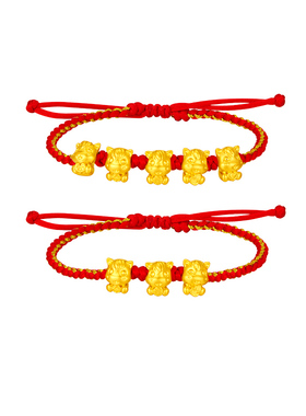 周大生黄金转运珠手链足金五福马年本命生肖送女友老婆生节日礼物